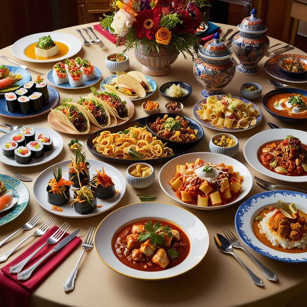 Zestaw dań na stole